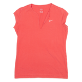 NIKE Womens T-Shirt Pink V-Neck L