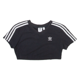 NIKE Cropped Womens T-Shirt Black V-Neck UK 8