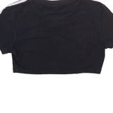 NIKE Cropped Womens T-Shirt Black V-Neck UK 8