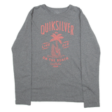 QUIKSILVER Womens T-Shirt Grey Long Sleeve 90s S
