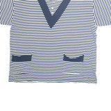 GREENFIELD Striped Womens T-Shirt Blue V-Neck L