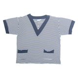 GREENFIELD Striped Womens T-Shirt Blue V-Neck L