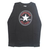 CONVERSE Boys T-Shirt Black Long Sleeve XL