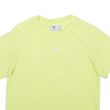 ADIDAS Cropped Womens T-Shirt Yellow UK 4