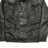 SYNERGY Mens Biker Jacket Black Leather L