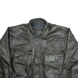 VOLCANO Mens Biker Jacket Black Leather XL