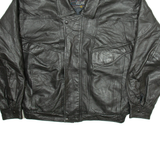 VOLCANO Mens Biker Jacket Black Leather XL