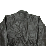 VOLCANO Mens Biker Jacket Black Leather XL