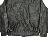 VOLCANO Mens Biker Jacket Black Leather XL