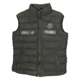 PHILIPP PLEIN Mens Puffer Gilet Black  L