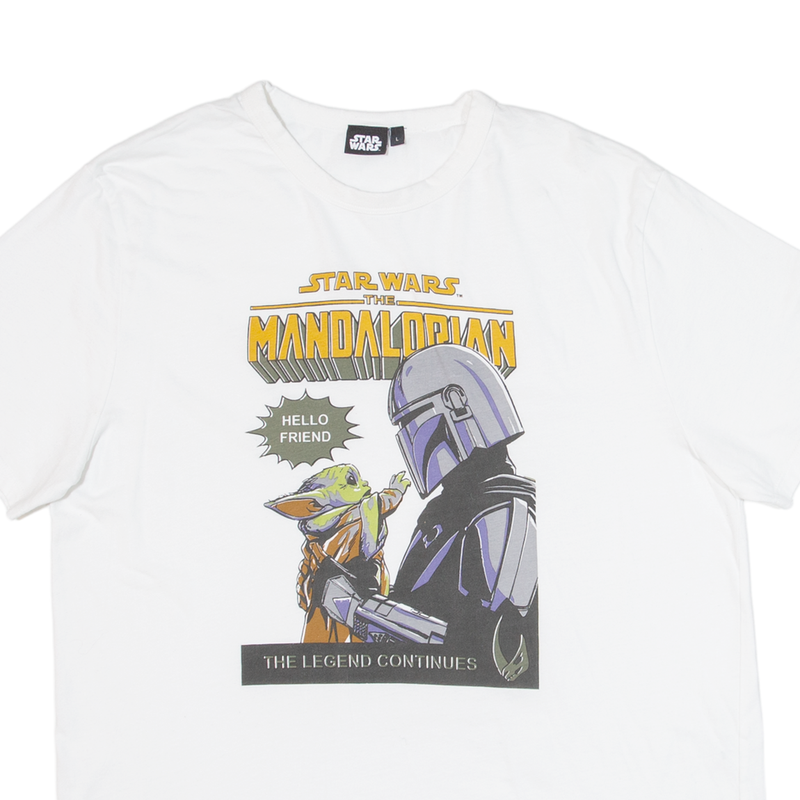 STAR WARS Mandalorian Mens T-Shirt White L