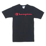 CHAMPION Mens T-Shirt Black Crew Neck XS
