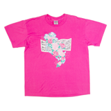ONEITA Music Flowers Mens T-Shirt Pink 90s XL