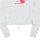 TOMMY JEANS Cropped Womens T-Shirt Grey Long Sleeve XS