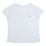 LEVI'S Womens T-Shirt Grey V-Neck L