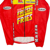 TEKER Mazza Cycles Full Zip Cycling Mens Jersey Red Long Sleeve High Neck S