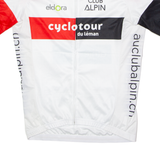 MSTINA Full Zip Cycling Mens Jersey White High Neck L