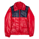 Womens Quilted Jacket Red Colourblock M