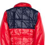 Womens Quilted Jacket Red Colourblock M