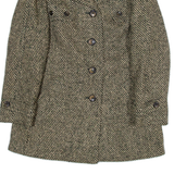GASSET Womens Overcoat Jacket Brown Wool Herringbone M