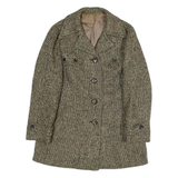 GASSET Womens Overcoat Jacket Brown Wool Herringbone M