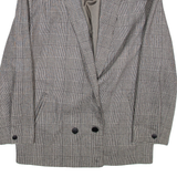 Womens Blazer Jacket Grey Wool Check L