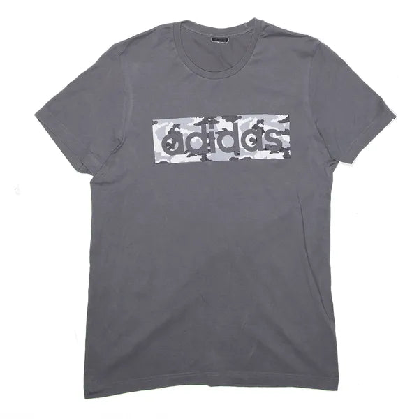 ADIDAS Camo Print Sports Grey Short Sleeve T-Shirt Mens M