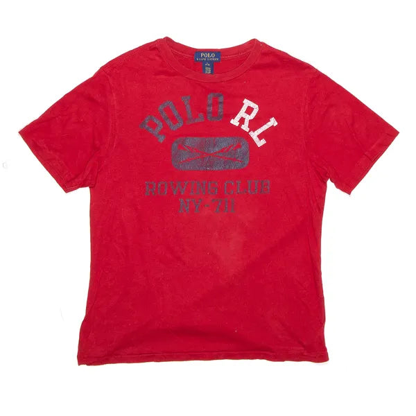 POLO RALPH LAUREN Rowing Club New York Red USA Short Sleeve T-Shirt Boys L