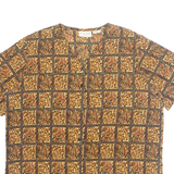 JACLYN SMITH Womens Printed Blouse Brown V-Neck Animal Print L