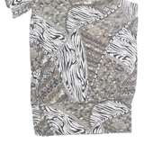 LADY MEZZO Womens Printed Blouse Grey One Shoulder Crazy Pattern M