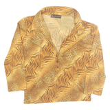 BLASTING Womens Printed Blouse Orange Collared Long Sleeve Crazy Pattern S