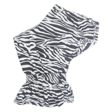 Womens Smock Blouse Black One Shoulder Crazy Pattern M