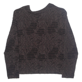 Womens Blouse Brown Long Sleeve 90s Crazy Pattern M