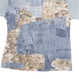 EMOTIONS Womens Printed Blouse Blue Crazy Pattern M