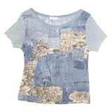 EMOTIONS Womens Printed Blouse Blue Crazy Pattern M