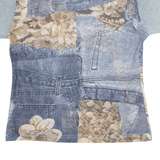 EMOTIONS Womens Printed Blouse Blue Crazy Pattern M