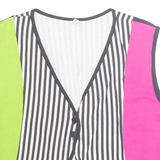 Womens Printed Waistcoat White V-Neck Sleeveless Striped M