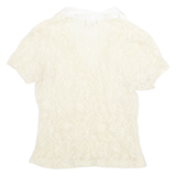 JAZZ SPORT Sheer Womens Blouse Cream V-Neck Nylon S