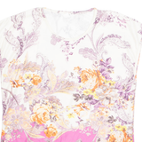 Womens Printed Vest White Sleeveless Faux Silk Floral UK 12