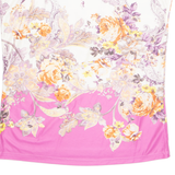 Womens Printed Vest White Sleeveless Faux Silk Floral UK 12