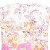 Womens Printed Vest White Sleeveless Faux Silk Floral UK 12