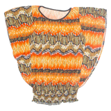 Womens Printed Blouse Orange Crazy Pattern M