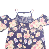 BODYFLIRT Womens Milkmaid Blouse Purple Off Shoulder Floral M