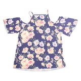 BODYFLIRT Womens Milkmaid Blouse Purple Off Shoulder Floral M