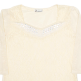 MERMAID Womens Blouse Cream 3/4 Sleeve Crazy Pattern M