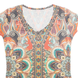 Womens Printed Blouse Red Crazy Pattern M