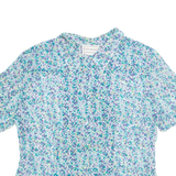 KARIN STEVENS Womens Printed Shirt Blue Collared Crazy Pattern M