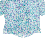KARIN STEVENS Womens Printed Shirt Blue Collared Crazy Pattern M