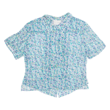 KARIN STEVENS Womens Printed Shirt Blue Collared Crazy Pattern M