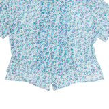 KARIN STEVENS Womens Printed Shirt Blue Collared Crazy Pattern M